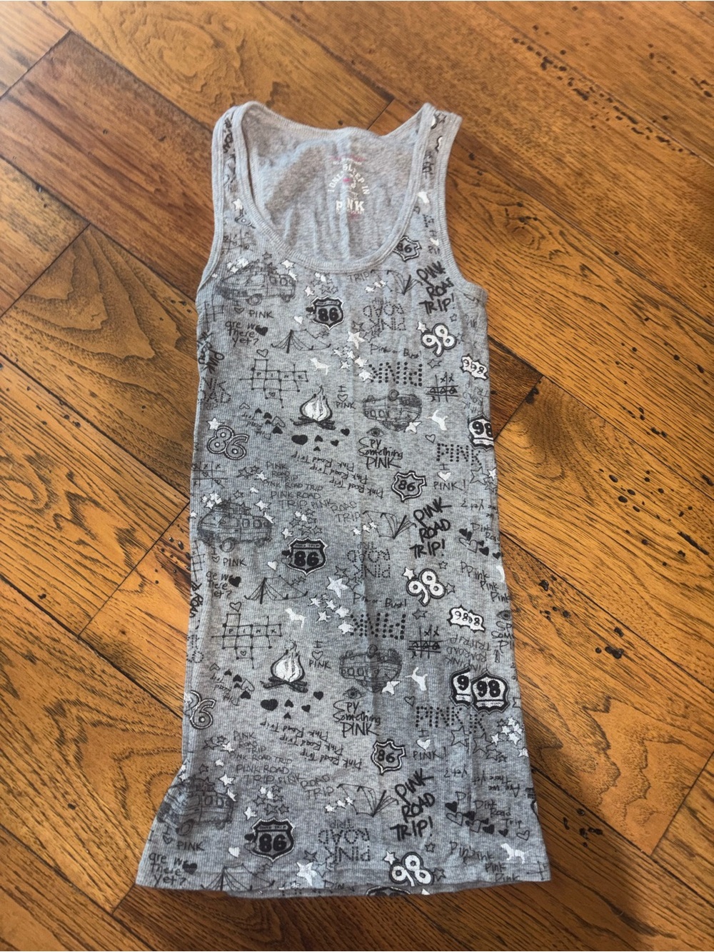 Y2K PINK Victoria's Secret Grunge Gray Women’s Tank with Graphic Print  Size XS